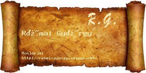 Rémai György névjegykártya